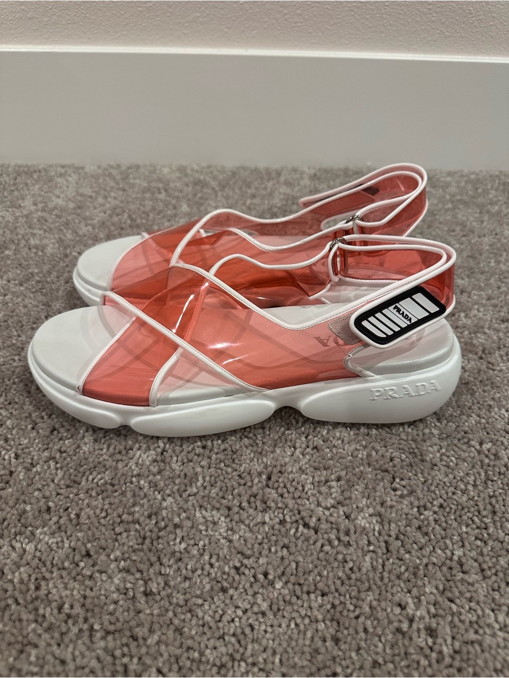 Prada Pink Plexi Cloudbust Sandals - Pink